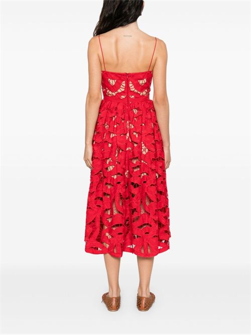 Midi Dress with Bow SELF PORTRAIT | PF25013MRED